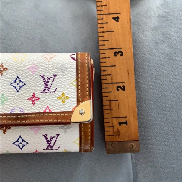 Authentic Louis Vuitton Murakami White Wallet Porte Monnaie Plat Coin Case - Picture 9 of 9